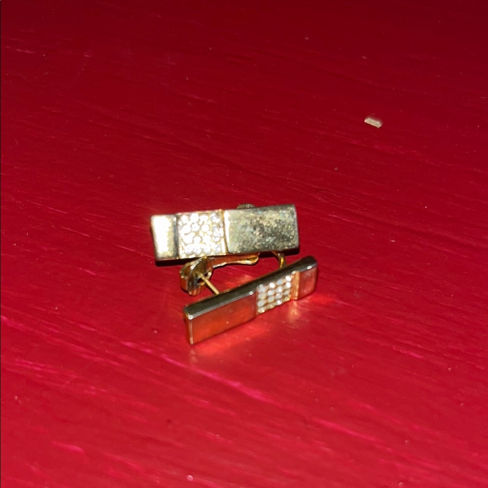 Gold Rectangular Clip-On Earrings